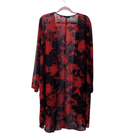Iman: 3-Piece Red-Black Floral Pant Set, Size 2X (Duster, Tank & Pull-On Pants) - Picture 9 of 14